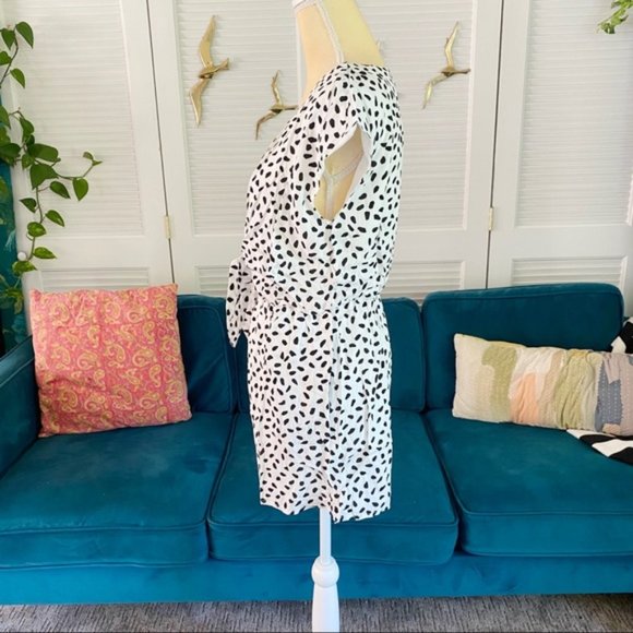 Gigio | Spotted Sideways Black White Polka Dot Dotted Romper Pockets New Medium - Picture 9 of 14